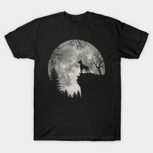 Great Dane Dog And Moon Scary Halloween T-Shirt